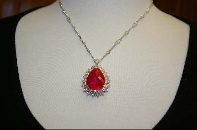 +MBA #CW-CPSS  "Charles Winston Created Pink Sapphire Pear Shaped Pendant W/Matching Pierced Earrings