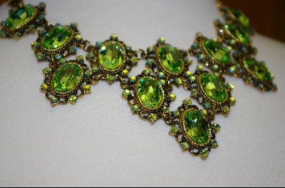 + Vintage Look Green Austrian Crystal Necklace W/Matching Earrings