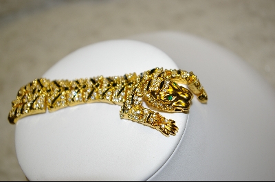 + Gold Toned Crystal Tiger Bracelet