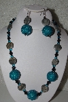 +MBAHB #31-045  "One Of A Kind Blue, Grey & Black Bead Necklace & Earring Set"