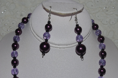 +MBAHB #31-057  "One Of A Kind Purple & Black Bead Necklace & Earring Set"