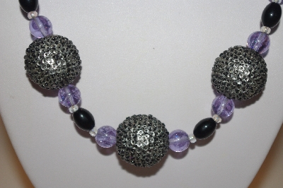 +MBAHB #32-113  "One Of A Kind Black & Lavender Bead Necklace & Earring Set"