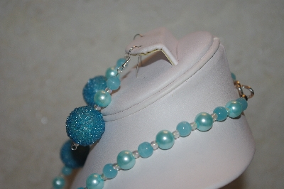 +MBAHB #32-158  "One Of A Kind Blue Bead Necklace & Earring Set"
