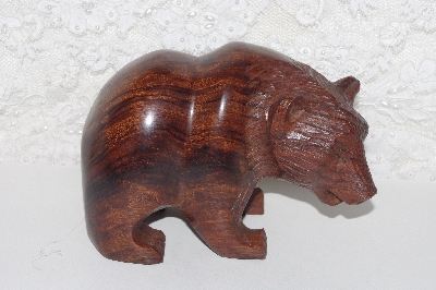 +MBAMG #0031-106  "Large Hand Carved Rose Wood Grizzly Figurine"