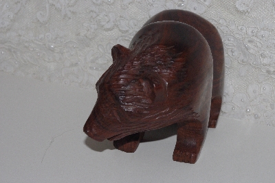 +MBAMG #0031-106  "Large Hand Carved Rose Wood Grizzly Figurine"