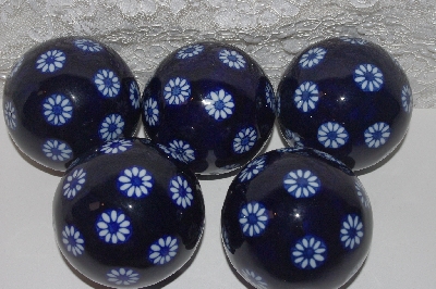 +MBAMG #0031-032  "1990's Set of 5 Art Glass Decorative Balls"