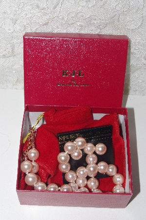 +MBAMG #099-104  Kenneth Jay Lane's Pink Simulated Pearl Necklace & Earring Set"