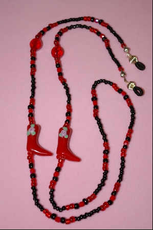 +MBA #2-028  "Fancy Red Glass Boots W/ Roses