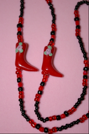 +MBA #2-028  "Fancy Red Glass Boots W/ Roses