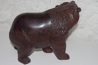 +MBAMG #099-258  "Hand Carved Growling Rose Wood Grizzly"