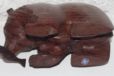 +MBAMG #099-253  "Large Hand Carved Rose Wood Grizzly With Fish"