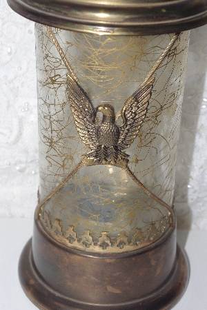 +MBAMG #099-230  "1970 Vintage Brass & Glass Decantor With Handle & Music Box Built In /Plays How Dry I Am"