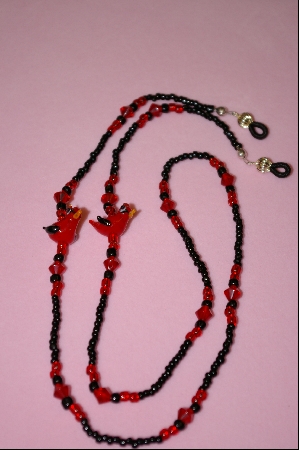 +MBA #2-037  "2 Cute Red Glass Birds