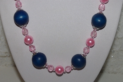 +MBAHB #00013-8428  "One Of A Kind Pink & Blue Bead Necklace & Earring Set"