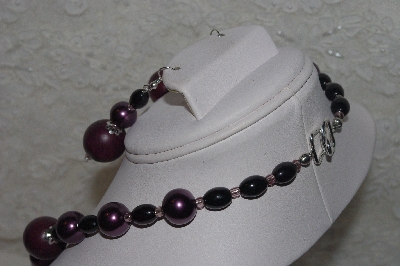 +MBAHB #00013-8456  "One Of a Kind Purple & Black Bead Necklace & Earring Set"