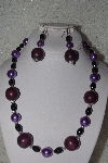 +MBAHB #00013-8447 "One Of A Kind Purple, Black & Lavender Bead Necklace & Earring Set"