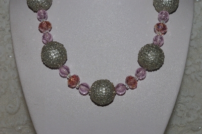 +MBAHB #00013-8598  "One Of A Kind Pink & Silver Bead Necklace & Earring Set"