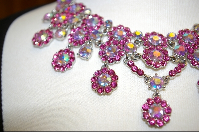 +MBA #FP-ABC  Fancy Pink & Aurora Borealis Crystal Necklace