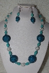 +MBAHB #00013-8501  "One Of A Kind Blue & Clear Bead Necklace & Earring Set"