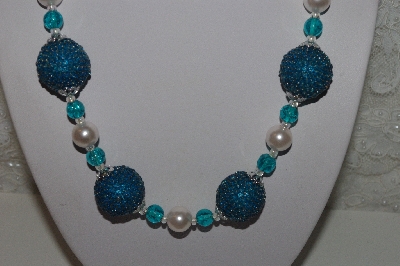 +MBAHB #00013-8506  "One Of A Kind Blue & Pale Pink Bead Necklace & Earring Set"