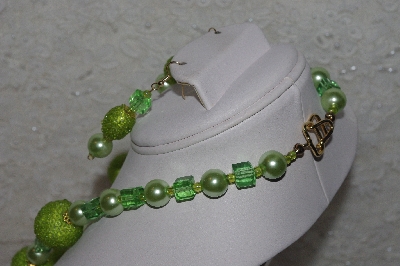 +MBAHB #00013-8518  "One Of A Kind Lime Green Bead Necklace & Earring Set"