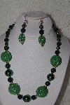 +MBAHB #00013-8538  "One Of A Kind Green Bead Necklace & Earring Set"