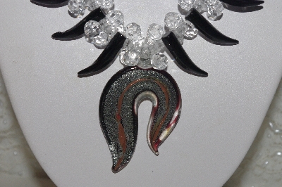 +MBAHB #00014-8864  "Beautiful Black & Clear Bead Necklace & Earring Set"