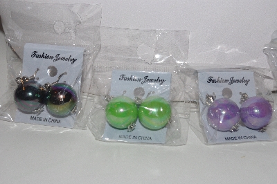 +MBAHB #00014-8829  "Set Of 6 AB Finish 15mm Resin Bead Earrings"