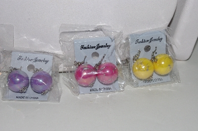 +MBAHB #00014-8829  "Set Of 6 AB Finish 15mm Resin Bead Earrings"