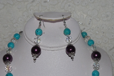 +MBAHB #00014-8692  "One Of A Kind Purple, Blue & Clear Bead Necklace & Earring Set"