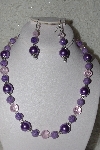 +MBAHB #00014-8672  "One Of A Kind Lavender & Pink Bead Necklace & Earring Set"