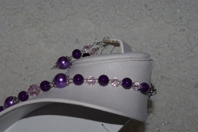 +MBAHB #00014-8741  "One Of A Kind Purple & Pink Bead Necklace & Earring Set"