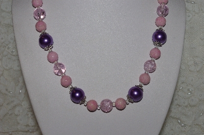 +MBAHB #00014-8731  "One Of A Kind Lavender & Pink Bead Necklace & Earring Set"