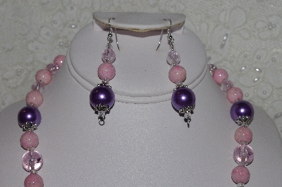 +MBAHB #00014-8731  "One Of A Kind Lavender & Pink Bead Necklace & Earring Set"