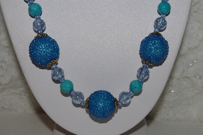 +MBAHB #00015-8963  "One Of A Kind Blue Bead Necklace & Earring Set"