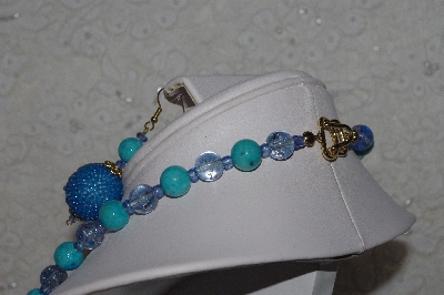 +MBAHB #00015-8963  "One Of A Kind Blue Bead Necklace & Earring Set"