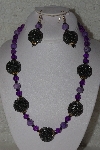 +MBAHB #00015-8932  One Of A Kind Purple & Brown Bead Necklace & Earring Set"
