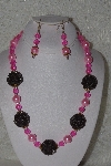 +MBAHB #00015-8926  "One Of A Kind Pink & Brown Bead Necklace & Earring Set"