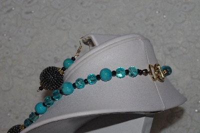 +MBAHB #00015-8920  "One Of A Kind Blue & Black Bead Necklace & Earring Set"