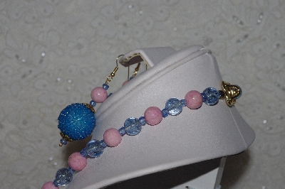 +MBAHB #00015-9085  "One OF A Kind Blue & Pink Bead Necklace & Earring Set"