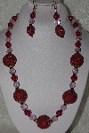 +MBAHB #00015-9065  "One Of A Kind Red & Pink Bead Necklace & Earring Set"