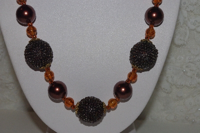 +MBAHB #00015-9047  "One Of A Kind Brwon Bead Necklace & Earring Set"
