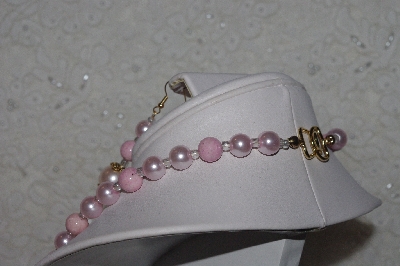 +MBAHB #00015-9011  "Fancy Pink & Clear Glass Bead Necklace & Earring Set