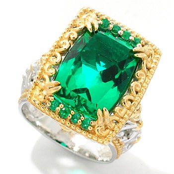 +MBAMG #00016-402266  "Beautiful Barzilian Cut Green Quartz & Emerald Ring"