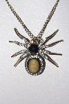 +MBAMG #00016-0153   "Rhinestone & Brown Resin Spider Pendant & Chain"