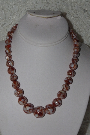 +MBAMG #00016-085  "Brown Mother Of Pearl Resin Ball Bead Necklace"