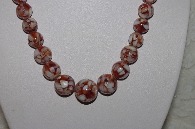 +MBAMG #00016-085  "Brown Mother Of Pearl Resin Ball Bead Necklace"