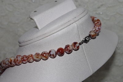 +MBAMG #00016-085  "Brown Mother Of Pearl Resin Ball Bead Necklace"