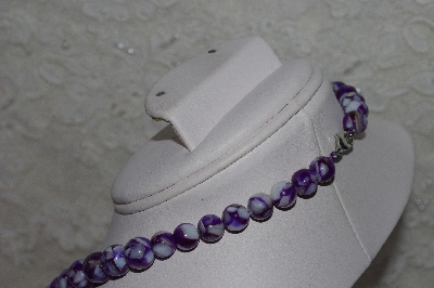 +MBAMG #00016-0090  "Purple Mother Of Pearl Resin Ball Bead Necklace"