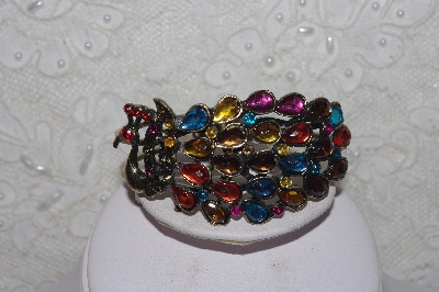 +MBAMG #00016-0164   "Fancy Colorful Resin Peacock Bangle Bracelet"
